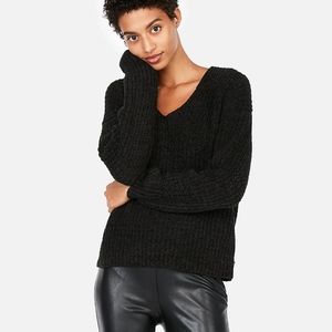 Express Black Oversized Chenille Sweater Size XS